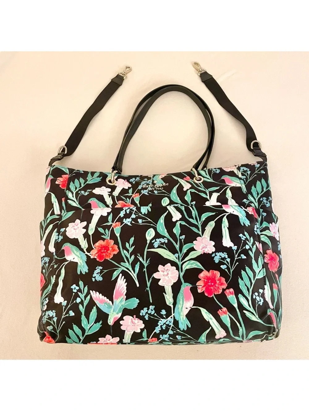 Kate Spade Watson Lane Pauline Hummingbird Floral Diaper Bag with Changing Pad